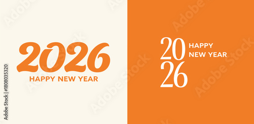 Collection of Happy New Year 2026 typographic designs for holiday greetings, posters, and social media posts
