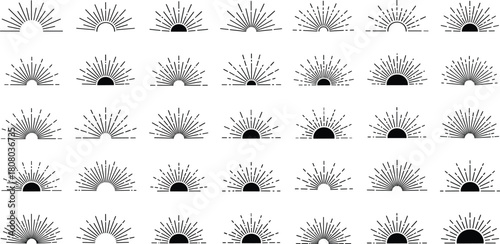 Collection of Sunburst and Rayburst Graphic Elements for Design Projects