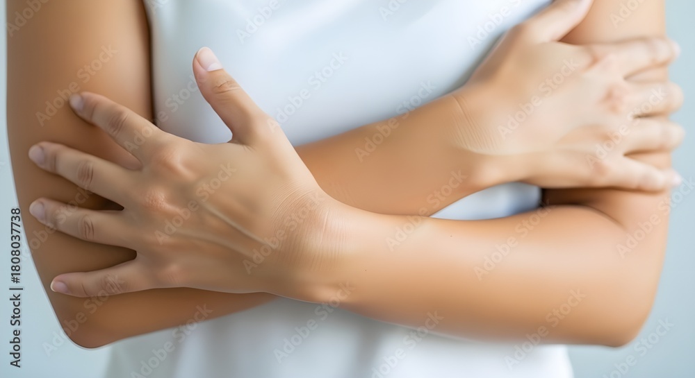 Fototapeta premium Self-Compassion Concept: Person Holding Their Own Arms