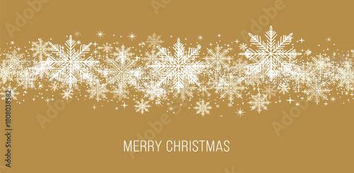 Festive Gold Christmas Design Elegant Snowflake Banner with Merry Christmas Greeting