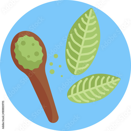 A simple spoon symbol representing meal portions that pair with matcha tea.