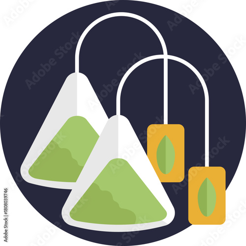 A simple tea bag with a string and tag, representing a quick and easy matcha tea preparation.