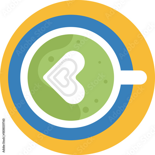 An icon showing a warm matcha latte drink, perfect for a relaxing tea time.