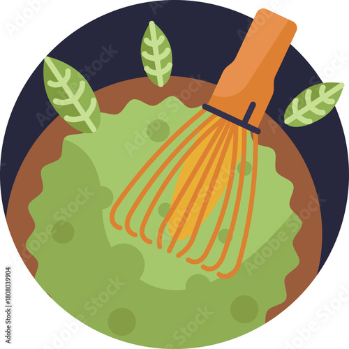 Handcrafted tool for blending matcha into a smooth, frothy tea.