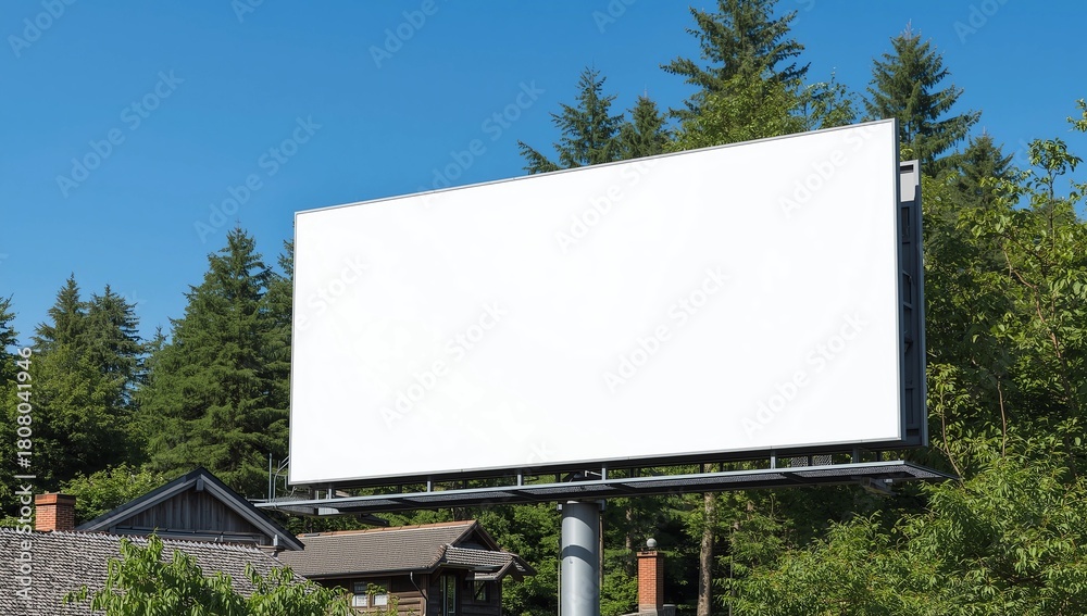 Fototapeta premium blank billboard ready for new advertisement at green park zone