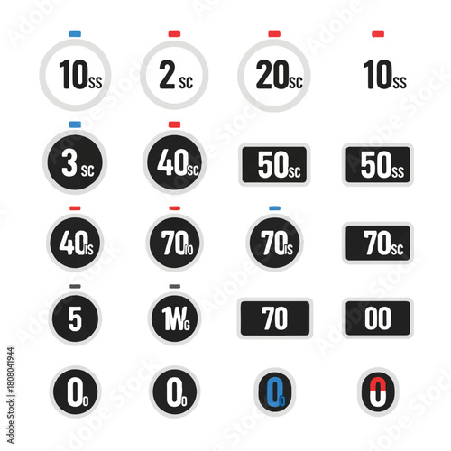 Collection of Timers and Counters with Varying Time Increments and Units.