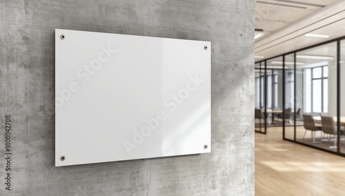 Blank Glass Nameplate sign with Office. 3D Render