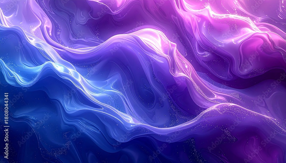Fototapeta premium Flowing, layered abstract rendering of waves in blue, purple, and pink