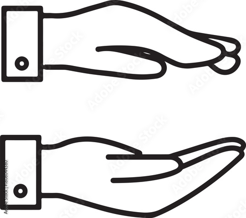 Charity and donation icon set. Aids icons. Charity hands icon. Giving hand sign. Helping hand symbol. Vector stock illustration flat and outline style
