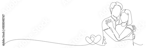 Continuous line drawing of romantic couple vector illustration 2.eps