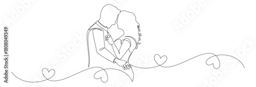 Continuous line drawing of romantic couple vector illustration 5.eps