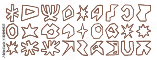 Abstract hand drawn shapes with rough brush stroke, minimal modern cutout style