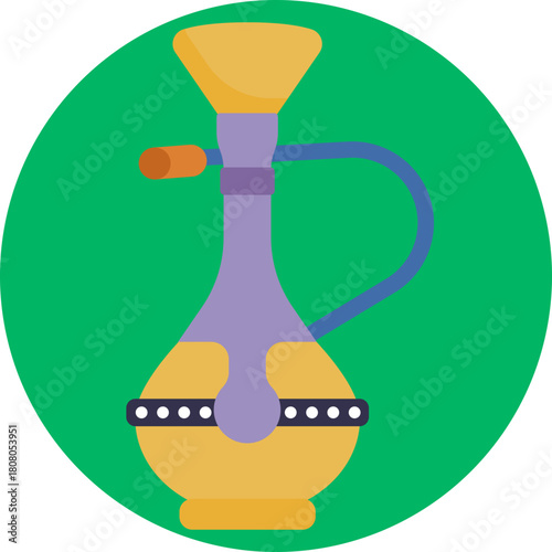Traditional Moroccan Hookah – A stylized depiction of a classic water pipe, highlighting its ornate base and long hose, commonly used in Moroccan culture.
