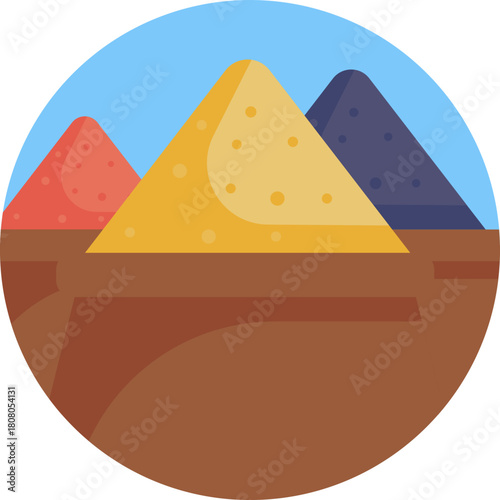 Vast Sand Dunes: A simple depiction of Morocco’s expansive desert landscapes with rolling sand dunes.