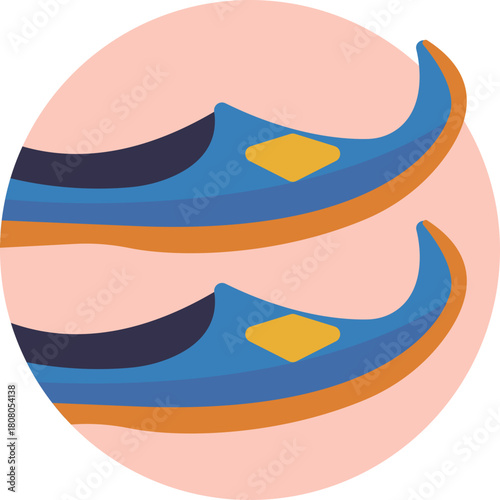 Traditional Moroccan Shoes – A stylized representation of Moroccan slippers, often featuring pointed toes and intricate patterns.