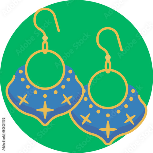 A pair of traditional Moroccan earrings featuring curved shapes and ornamental details inspired by local craftsmanship.