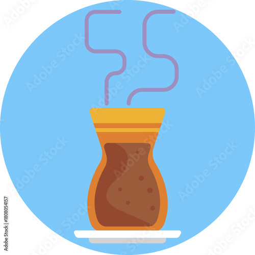 Traditional Moroccan Coffee Cup – A small, ornate cup filled with steaming coffee, reflecting Moroccan design patterns.