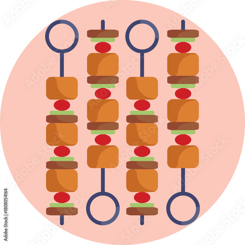 Grilled Meat Skewers – Represents traditional Moroccan kebabs, featuring pieces of meat cooked on skewers over an open flame.