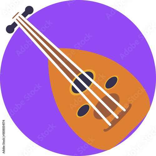 Traditional Moroccan Instrument – Represents the oud, a pear-shaped stringed instrument widely used in Moroccan and Middle Eastern music.