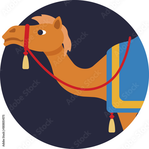Desert Transport: A stylized camel representing traditional travel across Morocco’s desert landscapes.