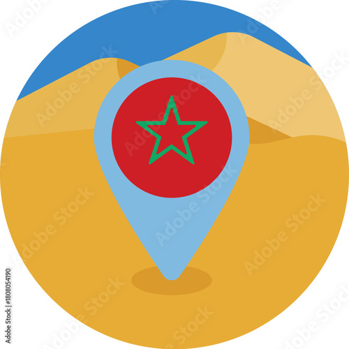 Location Marker: A pin indicating a specific place or point of interest in Morocco on a map.