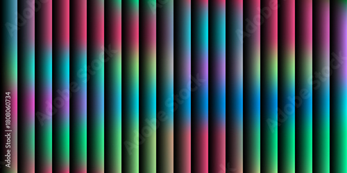 Vertical gradient stripes in vibrant pink teal green and purple hues with soft shadows abstract background