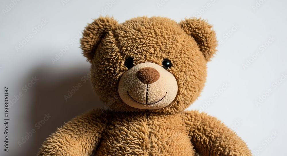 Fototapeta premium Brown teddy bear portrait against a white background