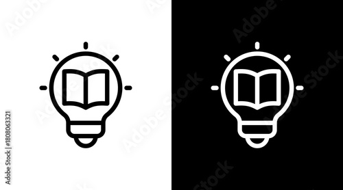 Learning Bulb With Icon Set Design