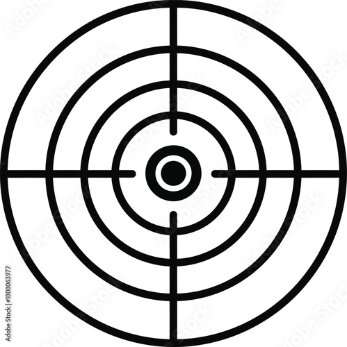 Black and white target icon with concentric circles and a central bullseye, representing accuracy and focus