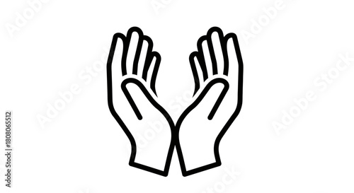 An illustration depicting two hands cupped together, symbolizing care, support, and offering.