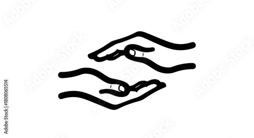 Two hands, one above the other, in a protective or supportive gesture.