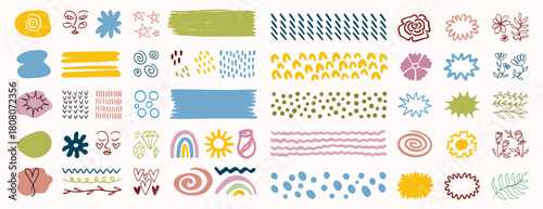 pastel abstract cute color shape aesthetics collection. geometric mephis style elements for girl set. Colorful childish and nature shapes isolated on white background. 