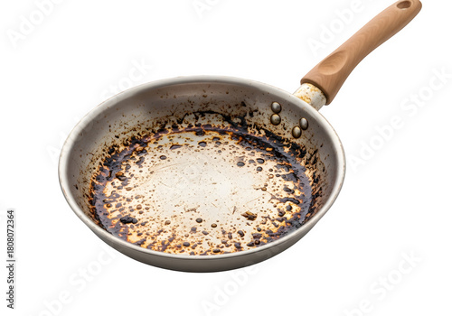a dirty pan isolated on transparent or white background. PNG

