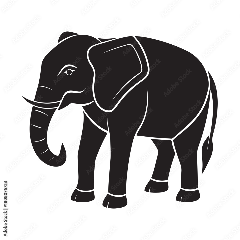 Obraz premium Asian elephant silhouette vector icon