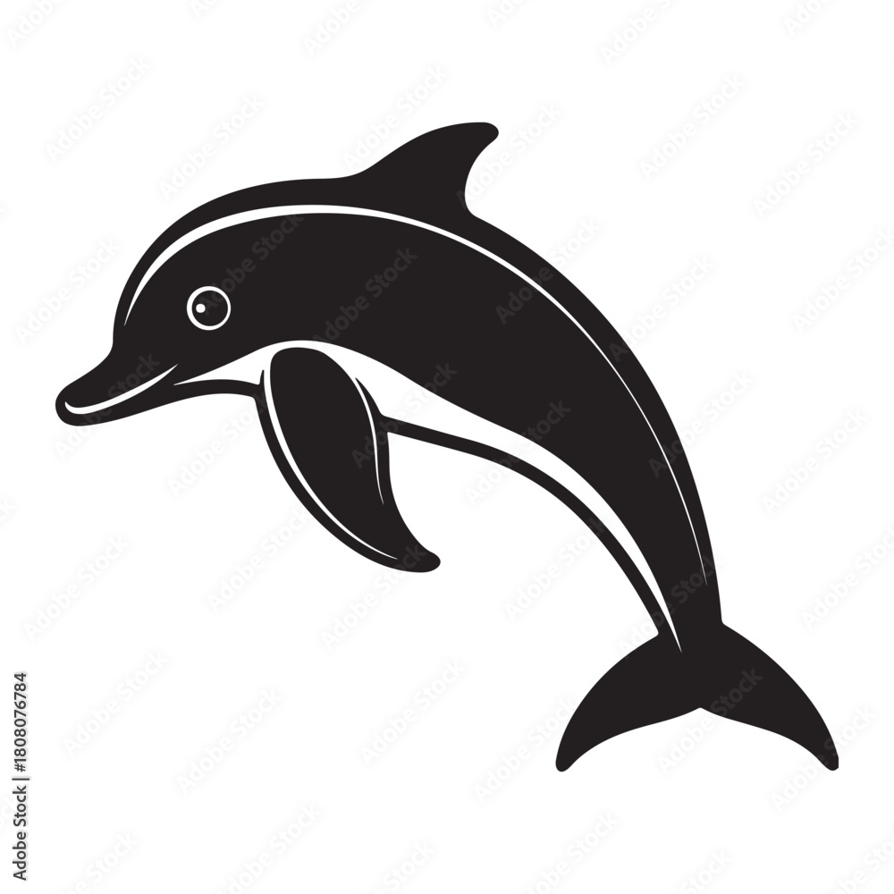 Obraz premium Ganges river dolphin silhouette vector icon