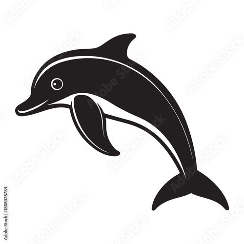 Ganges river dolphin silhouette vector icon