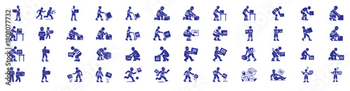 Logistics and Delivery Worker Icons Set
