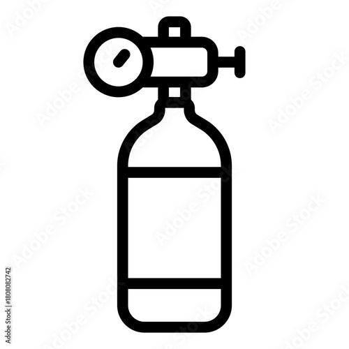 Oxygen Tank outline icon. Tank with valve. Supplies air for breathing in hospitals