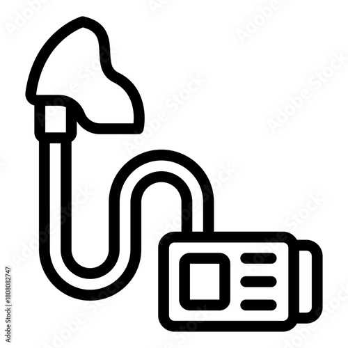 Nebulizer outline icon. Converts medicine to mist. Aids breathing treatment