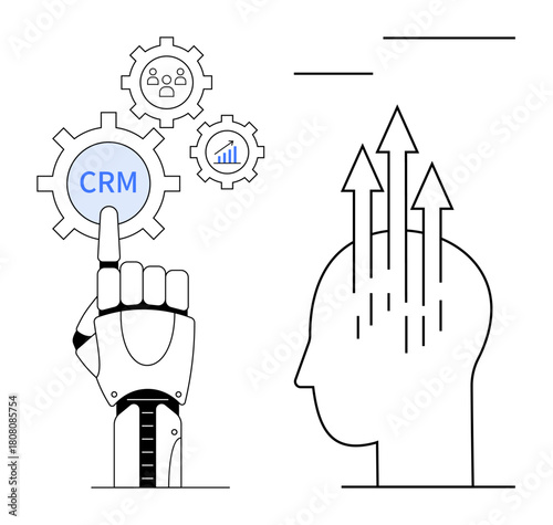 CRM concept. CRM powered by artificial intelligence and automation improving customer engagement and growth insights. CRM optimizing strategies for business efficiency and success. Suitable