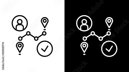 User Journey Outline White Icon Set Design