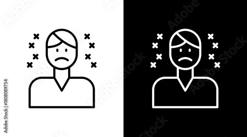 Pain Points Outline White Icon Set Design