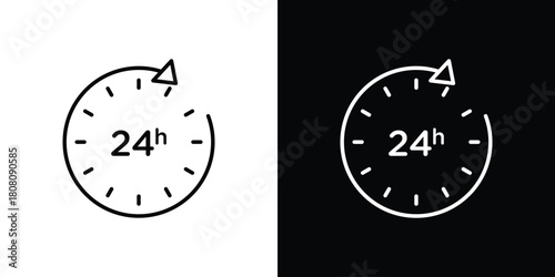 24 Hrs icon thin line outline concept. Linear style icon. Editable stroke. Vector