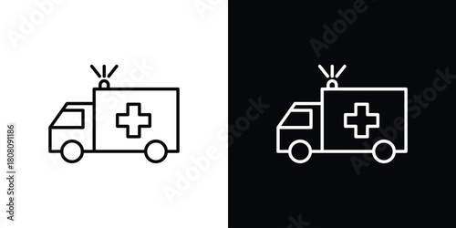 Ambulance icon thin line outline concept. Linear style icon. Editable stroke. Vector