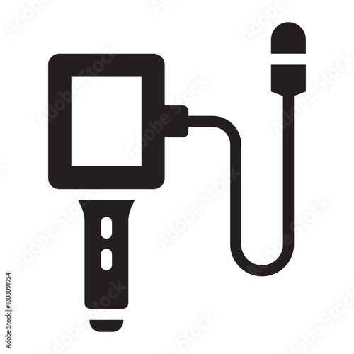 Endoscope glyph icon. Medical tool. Views internal organs. Hospital diagnostics