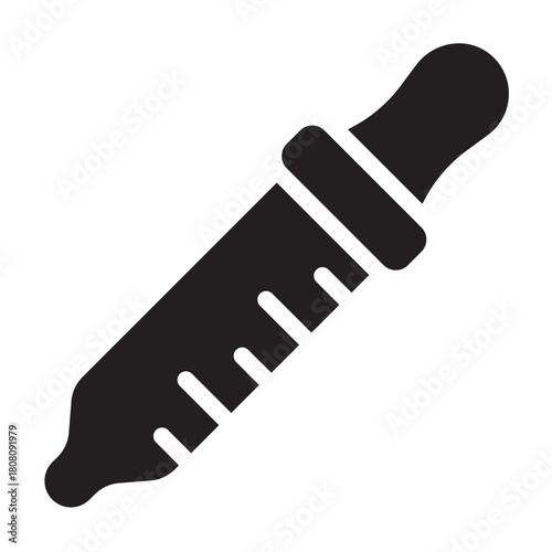 Pipette glyph icon. Lab tool for liquid transfer. For tests and sample prep
