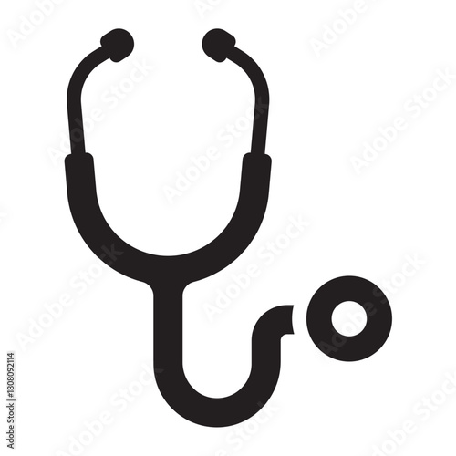 Stethoscope glyph icon. Listens to heart and lungs. Healthcare doctor