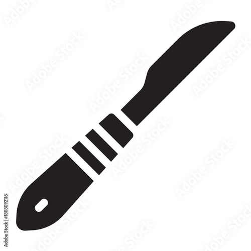 Scalpel glyph icon. Small sharp blade for surgery. Used in medical procedures