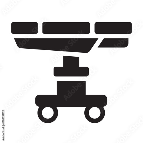 Operating table glyph icon. Patient support for surgery. Found in operating rooms