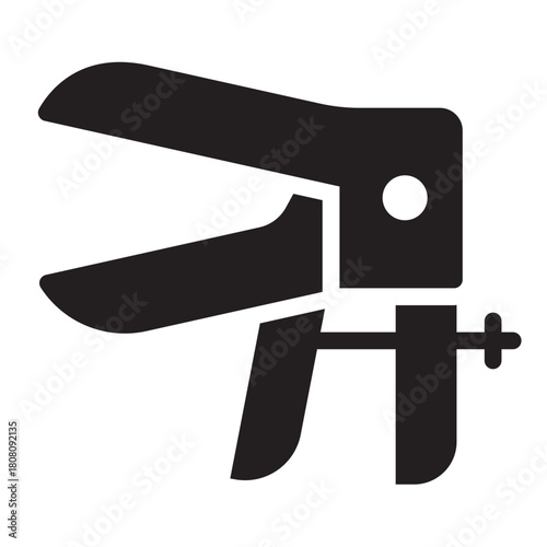 Vaginal speculum glyph icon. Opens vaginal canal. Used in gynecological exams